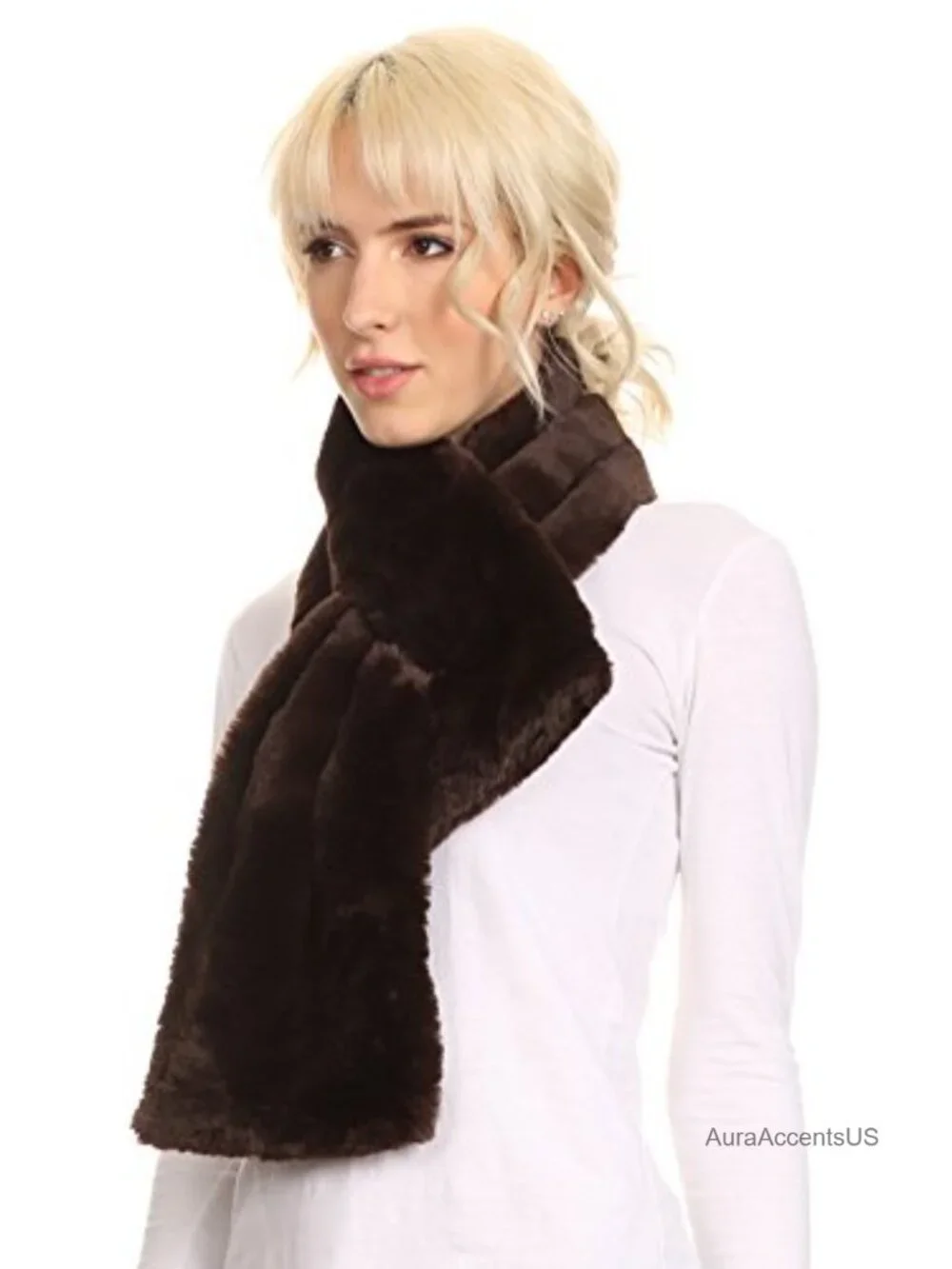 Faux Fur Loop Scarf Wrap Long Rectangle Warm Cozy Winter